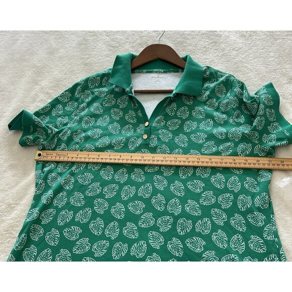 Kim Rogers Womens Polo Shirt Extra Large Kelly Green Leaf Gold Buttons Preppy - Picture 6 of 10